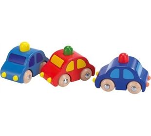 Goki Holzfahrzeuge mit Hupe, sort. i. VK