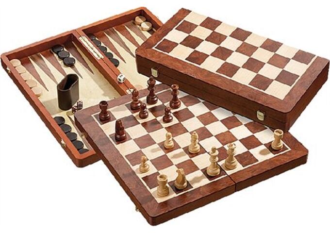 PHILOS Schach-Backgammon-Dame-Set, Feldgröße 50 mm