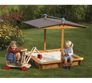Hoffmann Holz Sandkasten 140 x 140 cm Kurbel