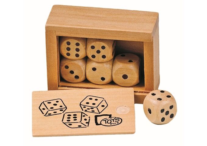 Goki Würfelkasten M. 6 Holzwürfel
