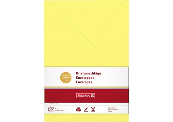 BRUNNEN Briefhülle C5 gelb 80g Futter