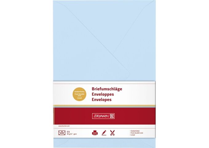 BRUNNEN Briefhülle C5 hblau 80g Futter