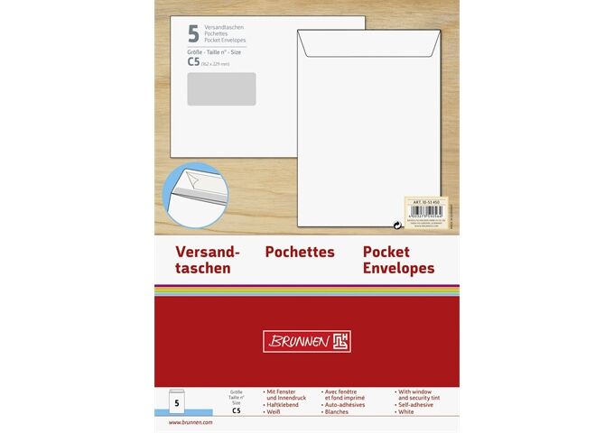 BRUNNEN Versandtasche C5 F ws 5er
