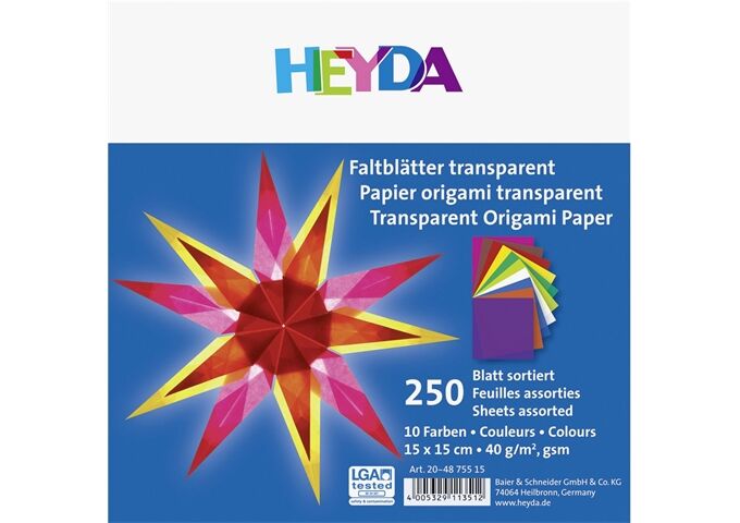 BRUNNEN Faltblätter trans. 15x15 sort.