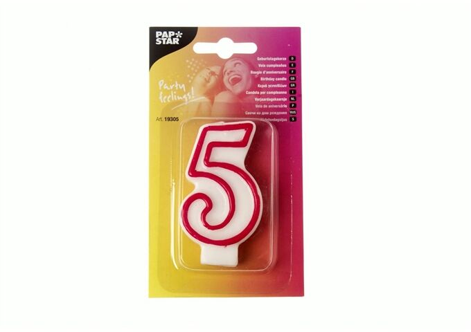 Papstar Zahlenkerze 5, weiss