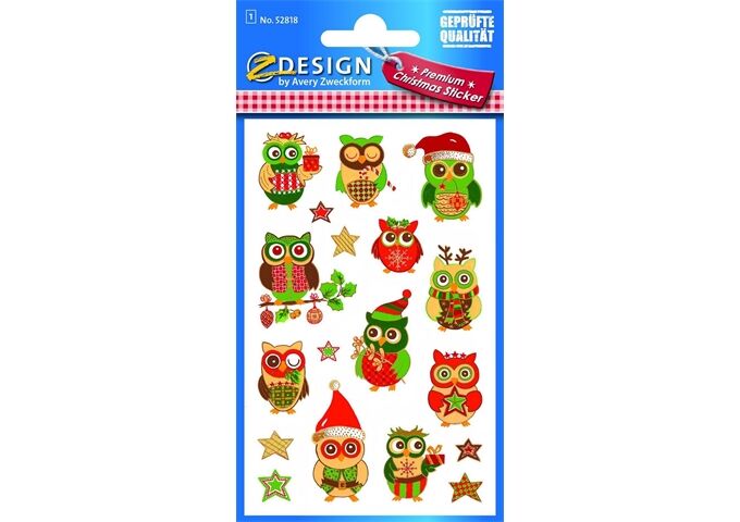 EK Weihn. Sticker Eulen 18 Stück