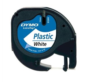 Dymo Schriftband LetraTag 12mmx4m weiß/schw.