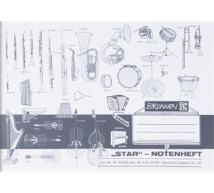 BRUNNEN Notenheft A5quer 8Bl (Star513)