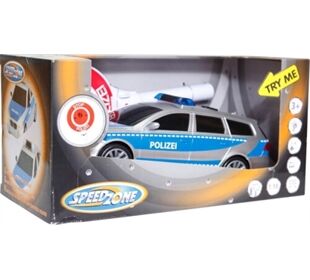 Speedzone Polizeiauto mit Polizeikelle