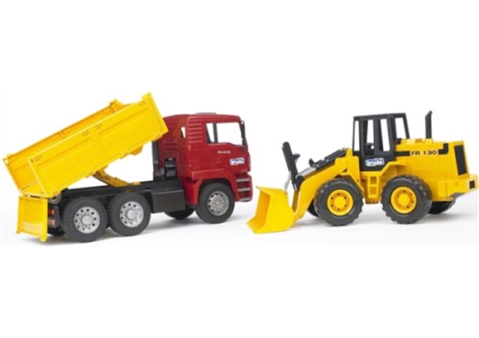 Bruder 02752 MAN TGA Kipplastwagen und Gelenkradla