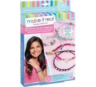 make it real Regenbogen Glitzer Armbänder