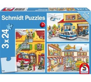 Schmidt Spiele Kinderpuzzle Feuerwehr und Polizei,