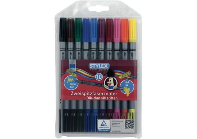 Stylex Fasermalstifte Zweispitz 10er