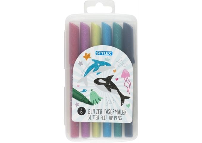 Stylex Glitzer-Fasermaler, 6 Stück