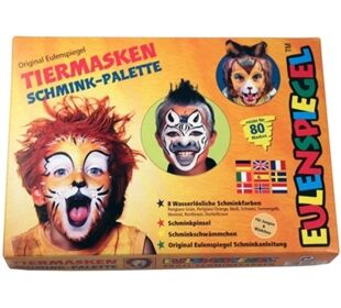 Eulenspiegel Tiermasken-Aqua-Schminkpalette, 8 Farben