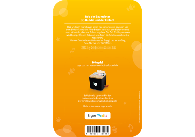 tigerbox tigercard - Bob der Baumeister - Buddel der Elefan