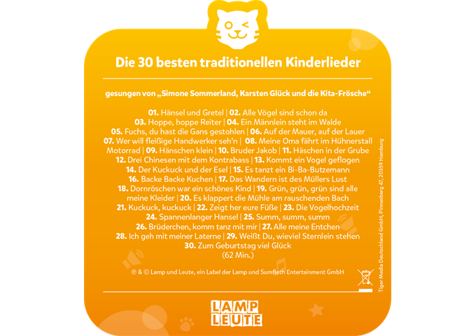 tigerbox tigercard - Die 30 besten traditionellen Kinderlie