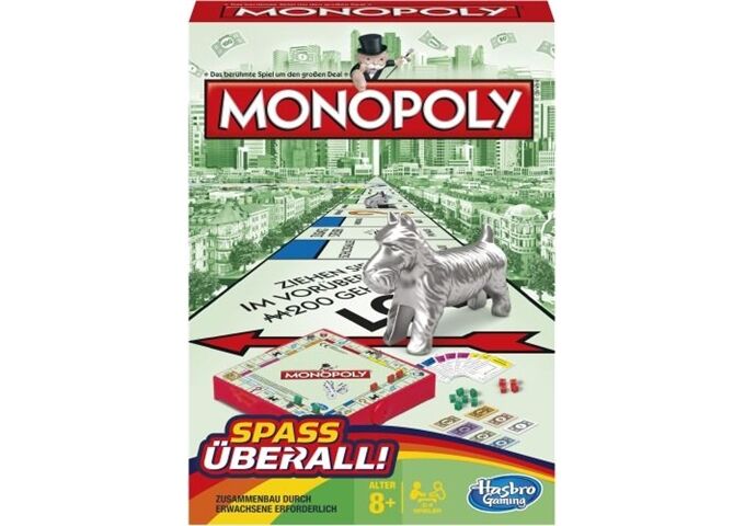 Hasbro Gaming|Hasbro Hasbro B1002 Monopoly Kompakt, für 2-6 Spieler, ab