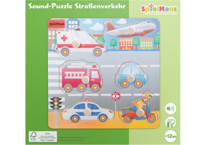 Spielmaus SpielMaus Holz Sound Holzpuzzle Straßenverkehr