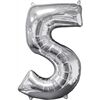 amscan Folienballon Zahl 5 silber
