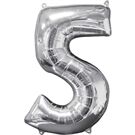 amscan Folienballon Zahl 5 silber