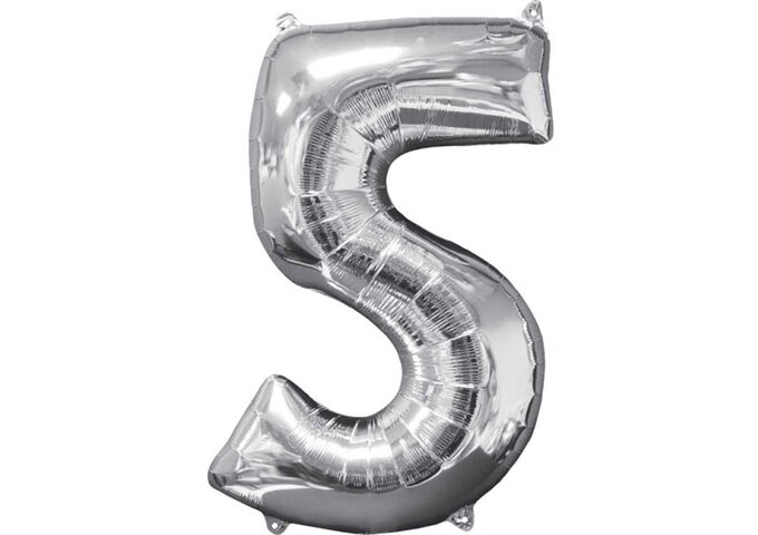 amscan Folienballon Zahl 5 silber