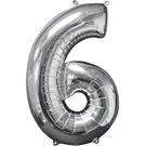 amscan Folienballon Zahl 6 silber