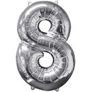 amscan Folienballon Zahl 8 silber