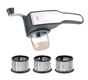 GEFU Trommelreibe PECORINO mit 3 Schneidtrommeln und Au