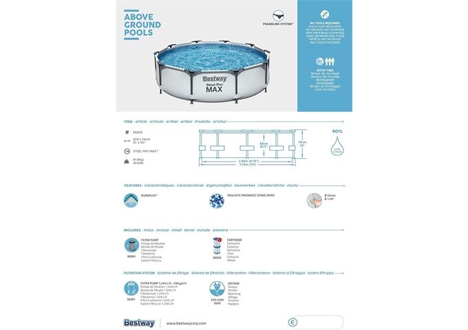 BESTWAY Steel Pro Max# Frame Pool-Set, rund 305cm