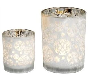 my choice Glas-Windlicht Snow sil.H8cm