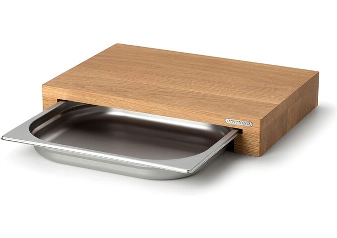 Continenta Multifunktionsbrett mit Edelstahl-Schublade, Eiche