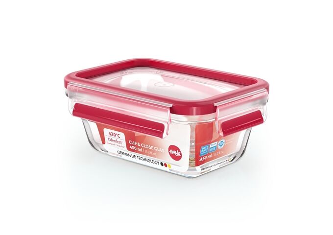 Emsa ESA Clip&Close Glas 0,45l eck