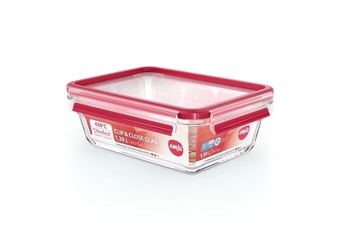 Emsa ESA Clip&Close Glas 1,3l eckig