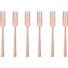 Sambonet Rock / Edelstahl/PVD Kupfer Set 6 Kuchengabeln Roc