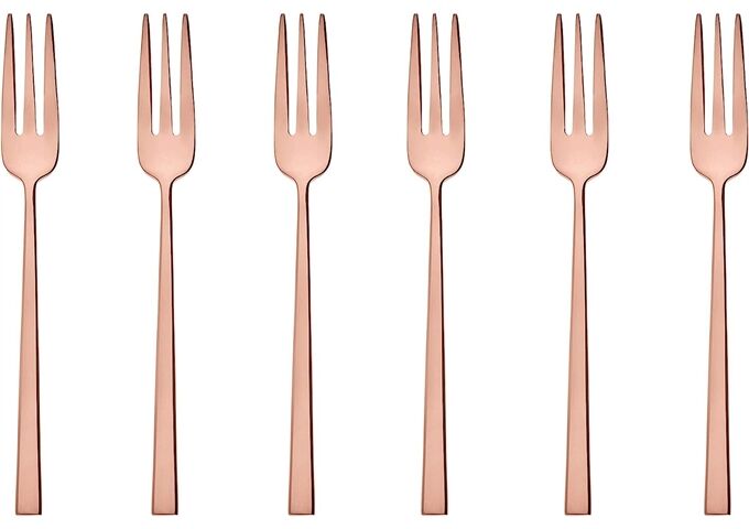 Sambonet Rock / Edelstahl/PVD Kupfer Set 6 Kuchengabeln Roc