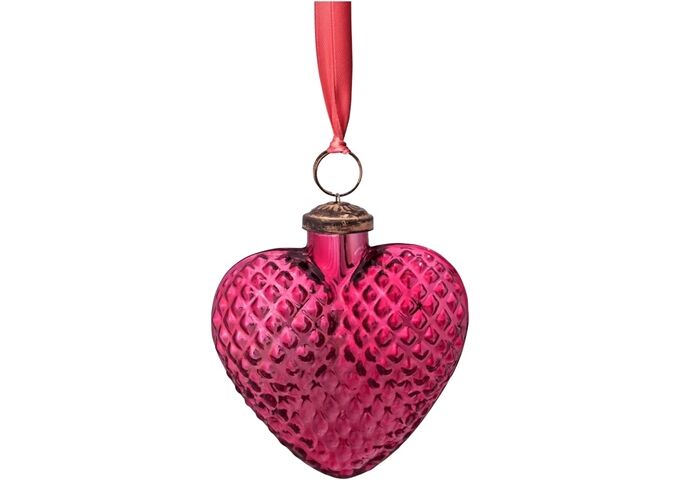Pip Studio Ornament Glass Heart Pink 10cm