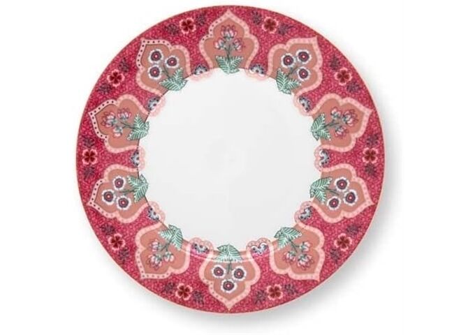 Pip Studio Plate Flower Festival Deco Dark Pink 21cm