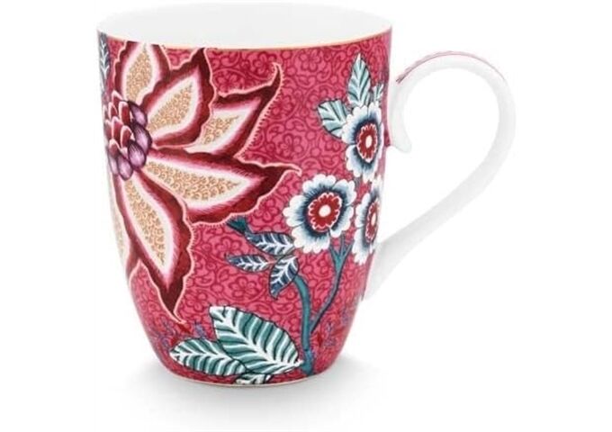Pip Studio Mug Large Flower Festival Dark Pink 350ml