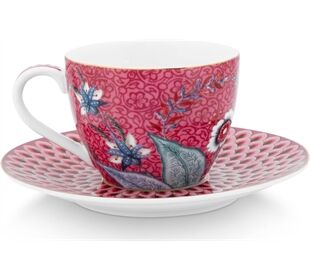 Pip Studio Espresso Cup & Saucer Flower Festival Dark Pink 12