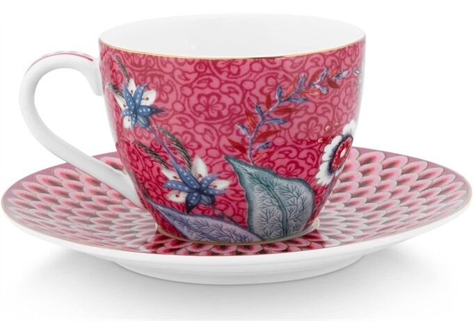 Pip Studio Espresso Cup & Saucer Flower Festival Dark Pink 12