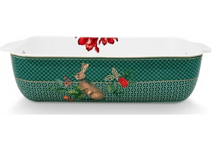 Pip Studio Baking Dish Rectangular Winter Wonderl. Green L