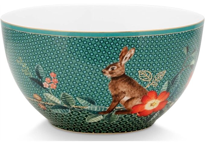 Pip Studio Bowl Winter Wonderl. Rabbit Green 15cm