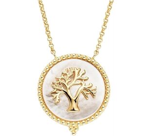 Engelsrufer Kette Lebensbaum Silber Gold plated Perlmutt