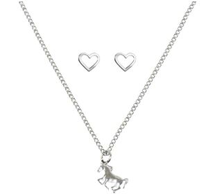 bb Klostermann Kette Ohrstecker Pferd/Herz SilverLine