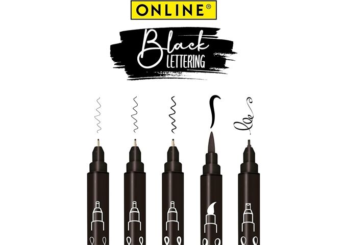 ONLINE Tuschestift-Etui 5ST schwarz