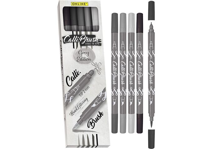 ONLINE Faserschreiber 5ST Duo grey Edition