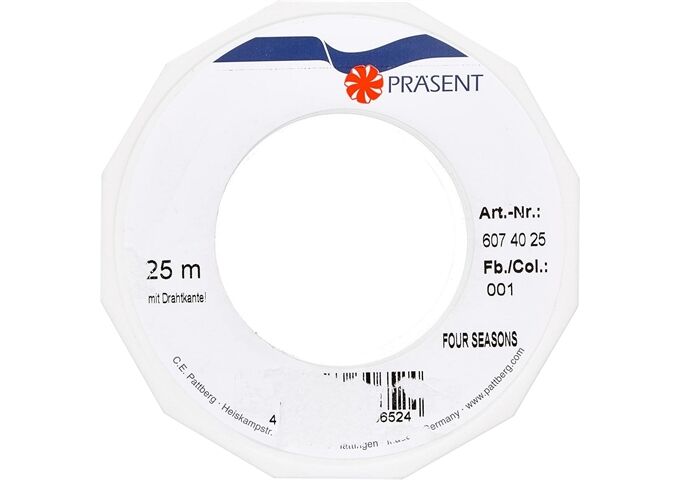 C.E. PATTBERG Organzaband Draht 40mm-25m weiß