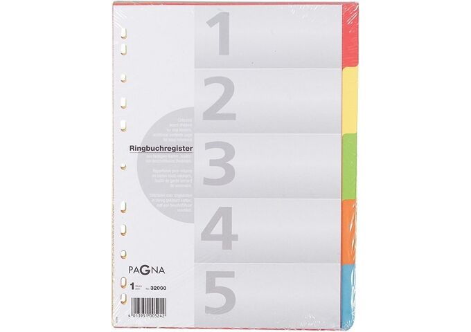 PAGNA Register Karton A4 farbige Taben 5teilig
