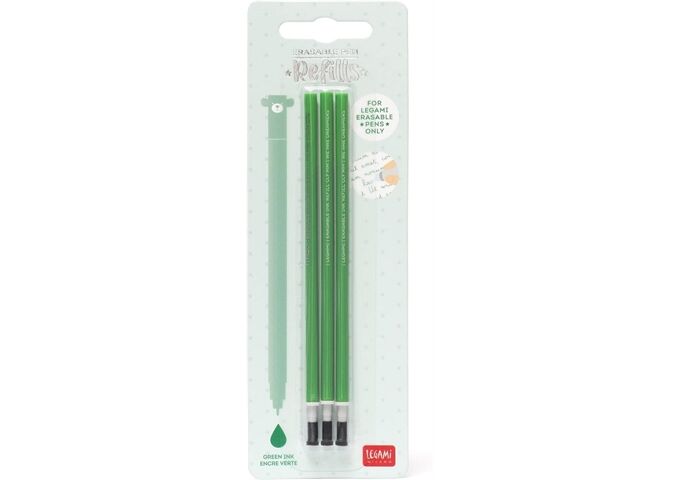 Legami REFILL ERASABLE PEN - GREEN - PACK 3 PCS